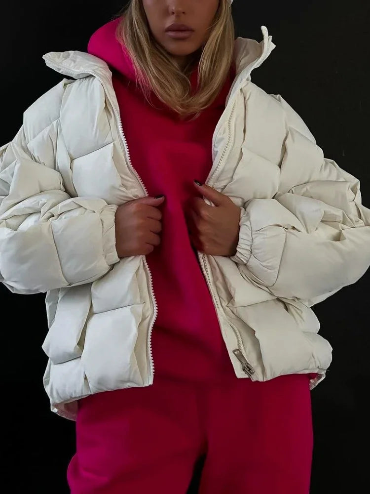 Winter Jackets for Women 2025 Thick Warm Loose Fashion Quilted Jacket Female Interchange High Street Green Baggy Puffer Coat