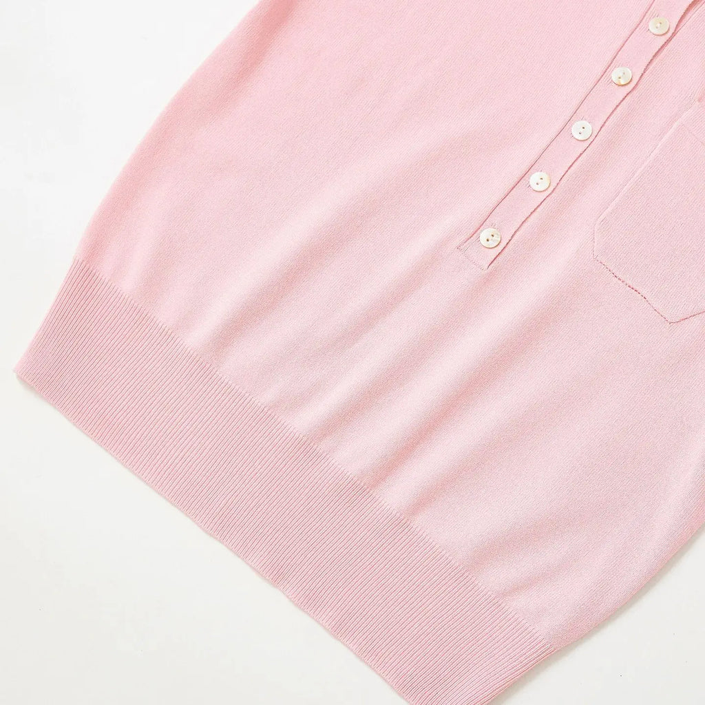 Women's Knitted Cropped Shirt Lapel Single-breasted Pocket Solid Color Elastic Hem Blouse Spring Summer New Female Chic Top