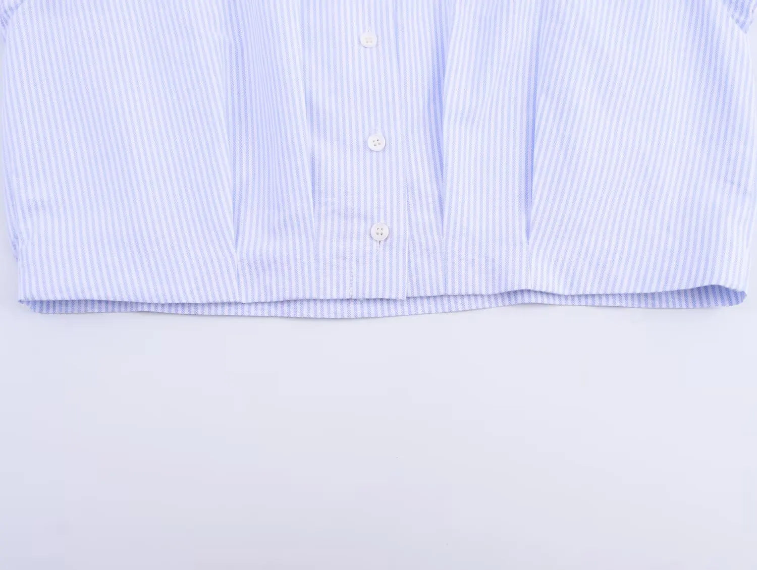 HH Women's 2025 Fashion Versatile Waist Pleated Blue Striped Shirt Female Elegant Lapel Single-Breasted Long-Sleeved Shirt