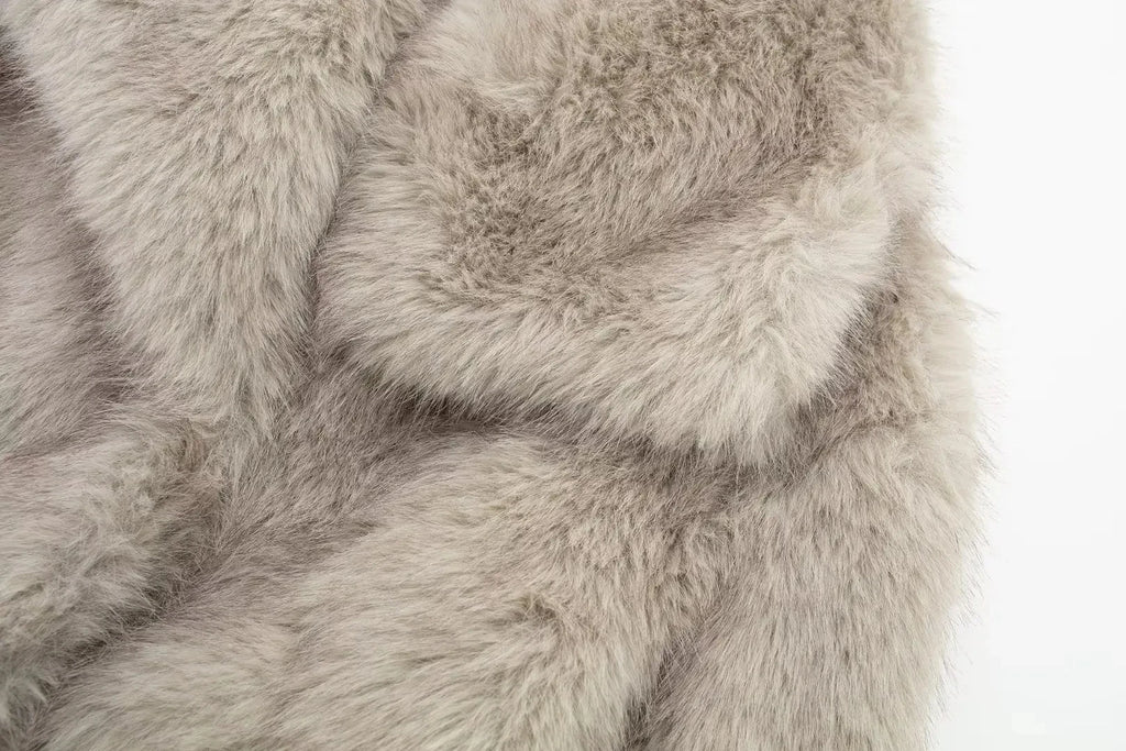 HH Winter Women Casual Faux Fur Lapel Jackets Fashion Solid Oversized Thick Coats Female Fuzzy Warm Long Sleeves Outerwear