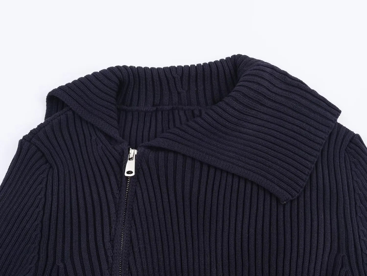 Women Knitted Coat 2025 New Women's Fashion Long Sleeve Zipper Knitted Short Coat Women's Elegant Casual New Lapel Outerwears