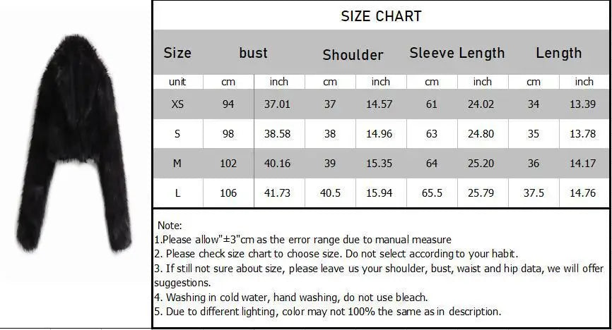 Black Faux Fur Coat for Women Autumn Winter Plush Wool Coats Black Wool & Blends Coats Outerwears Long Sleeve Warm Fur Coat