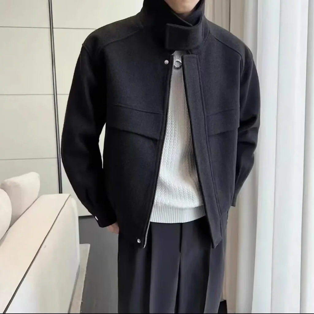 Stylish Wool Jacket for Men Short Trendy Brand Thickened Trendy Casual Versatile High-end Men's Wool Top