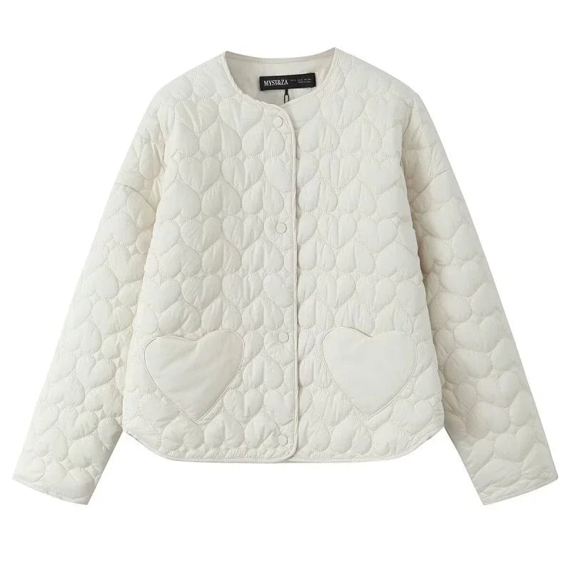Cotton-Padded Jacket for Women, O-Neck Tops, Thickened Loose Coat, Warm Winter Outwear, Fashion Jacket