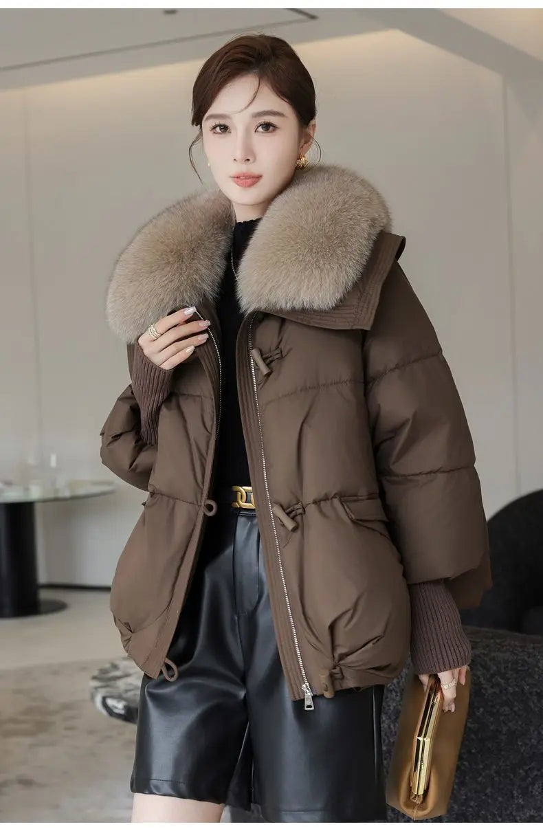 Women Winter Down Cotton Jacket 2025 New Women Warm Thick Cotton Coat Larger Fur Collar Cotton Padded Jacket Women Parka Coat