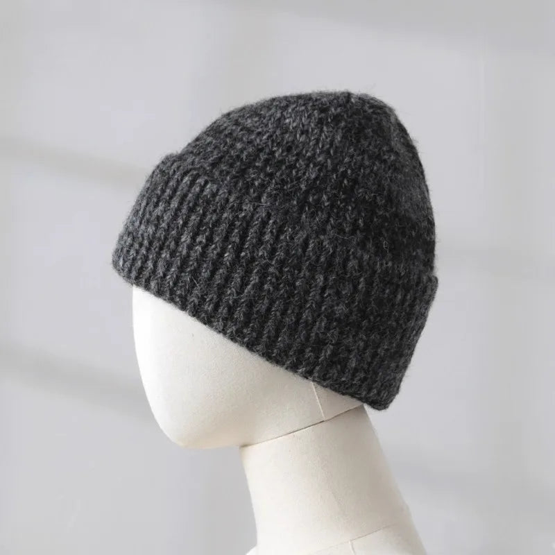 2025 Wool Warm Winter Hat for Woman Big Head Soft Beanies Female Thick Knitted Cashmere Hat Unisex Skiing Ski Outdoor Cap