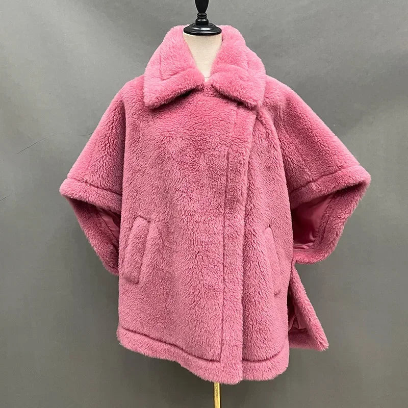 Reality Fur Coat Wool Cloak Fashion Sheep Wool Jacket Winter Real Fur Woolen Women Fashion Teddy Lady Streetwear Warm Overcoat