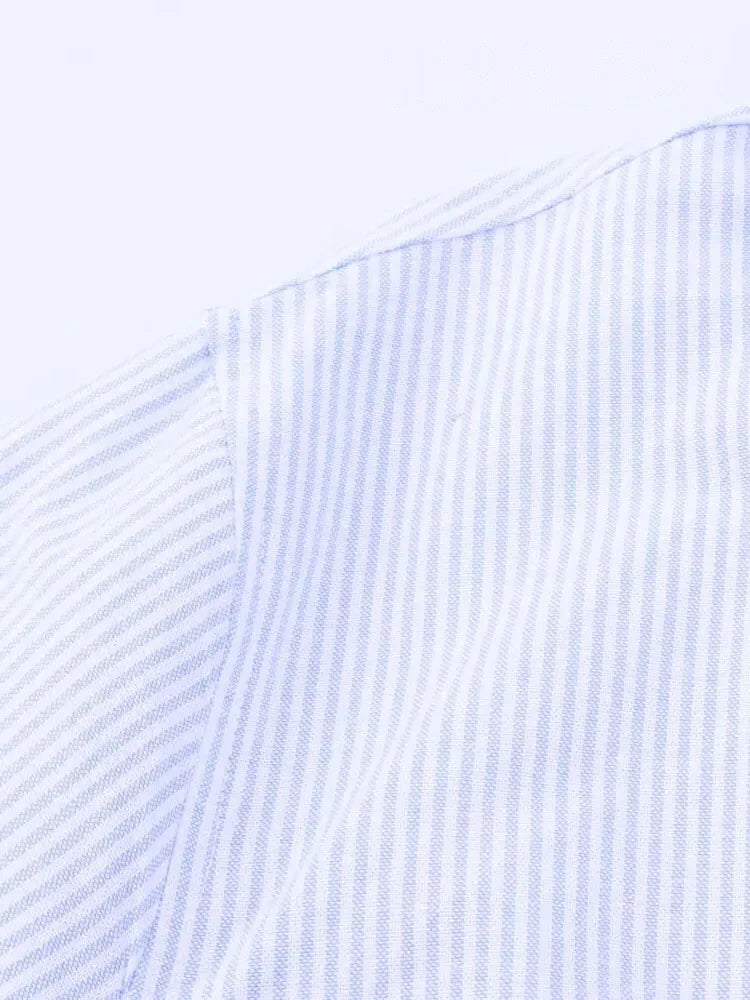 HH Women's 2025 Fashion Versatile Waist Pleated Striped Short Shirt Female Elegant Lapel Single-Breasted Long-Sleeved Shirt