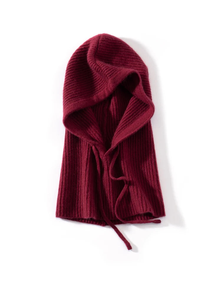 Wool Cashmere Knitted Hood Hat Scarf Elegant Hats Beanies Women Men Winter Neck Warm Balaclava Headgear Caps Unisex 4 New Colors