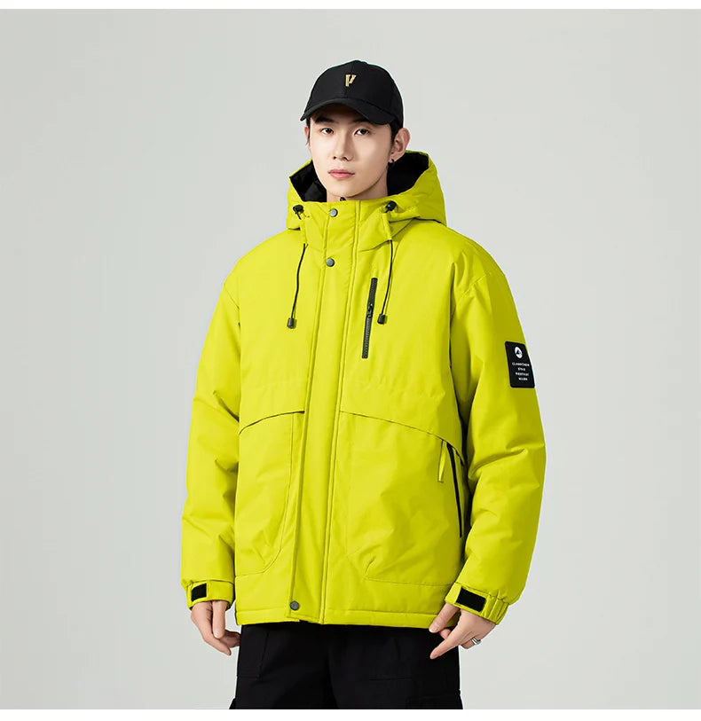 Men's Fishing Jacket  Mountain Climbing Coat Men Thickened Hooded Coat New Winter Loose Men Simple and Fashionable Work Jacket