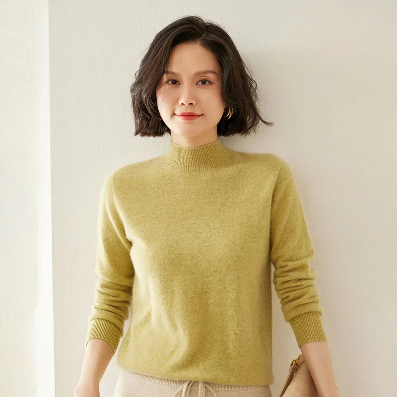 Women's Cashmere Sweater,  Cashmere Blend, Turtleneck Sweater, Knitted, Slim Fit, Basic Style, New Autumn and Winter 2024