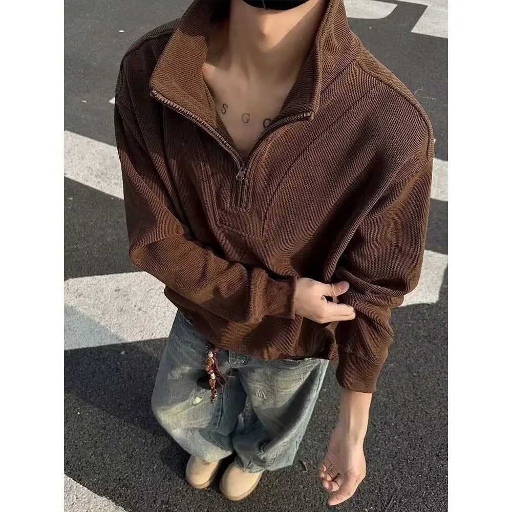 Men's new wool coat in autumn and winter 2025 fashion trend solid color stand collar versatile button jacket men