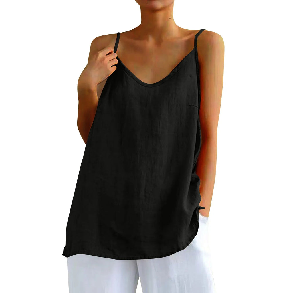 Women's tops sexys Cotton Linen Camisole Vest Summer Loose Sleeveless Versatile Bottom Top solid color blouse classic camisetas