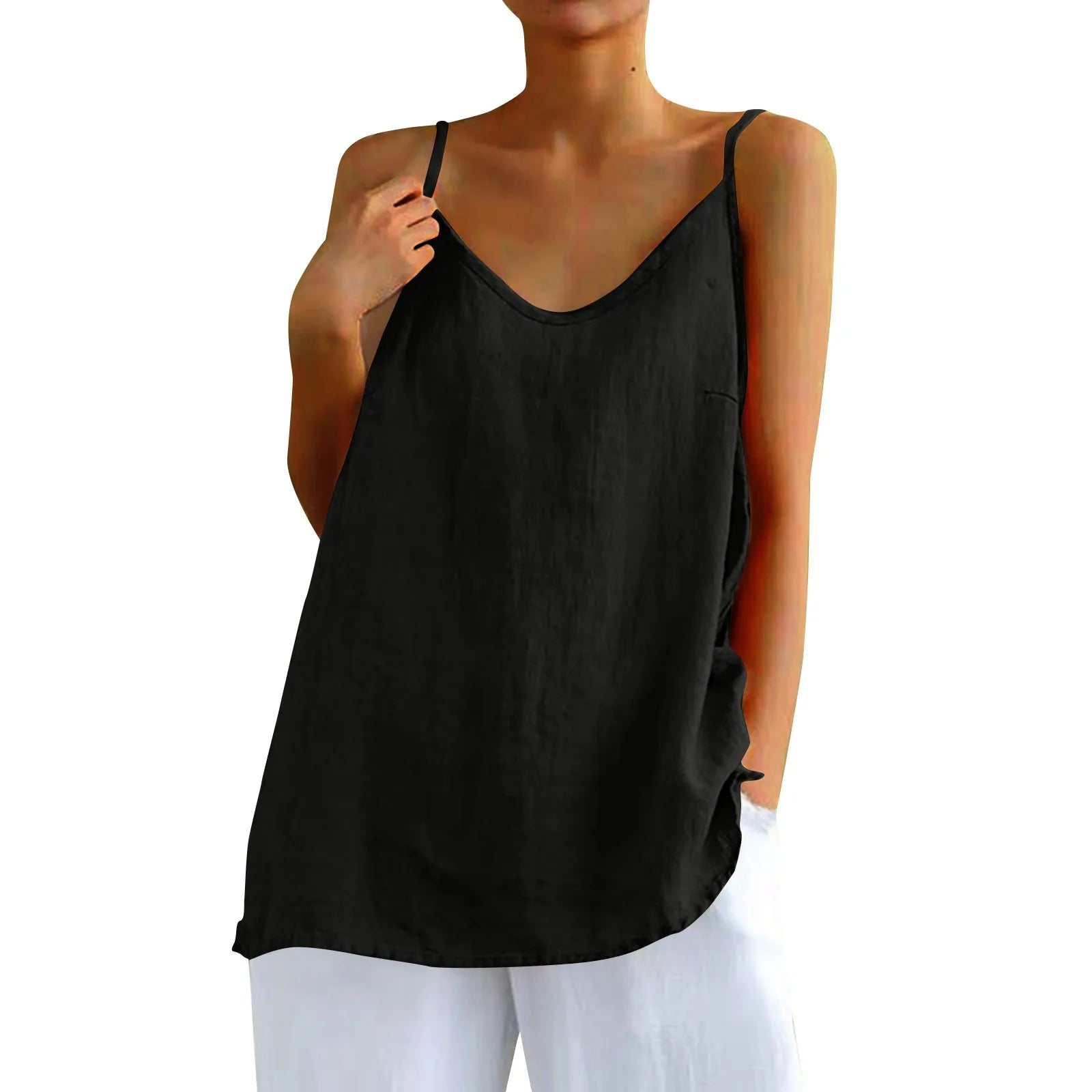 Women's tops sexys Cotton Linen Camisole Vest Summer Loose Sleeveless Versatile Bottom Top solid color blouse classic camisetas