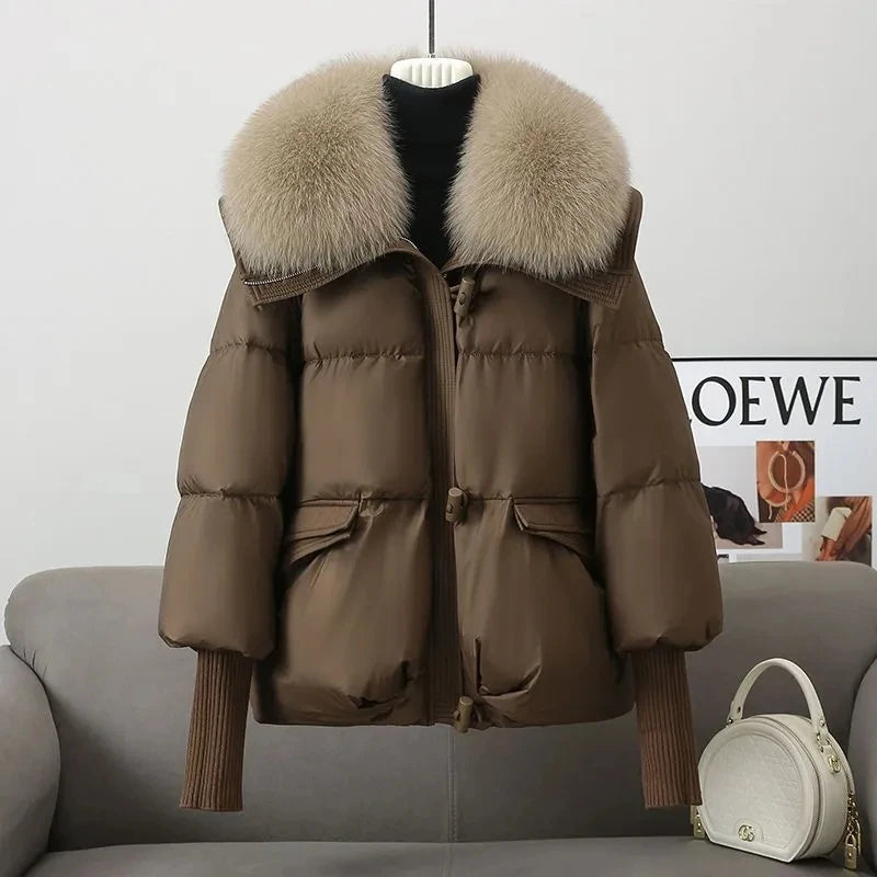 Women Winter Down Cotton Jacket 2025 New Women Warm Thick Cotton Coat Larger Fur Collar Cotton Padded Jacket Women Parka Coat