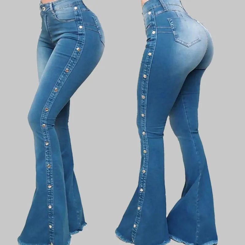 Women's Clothing New Jeans European American 2025 new popular high waisted elastic floor speaker jeans women long pants Jeans