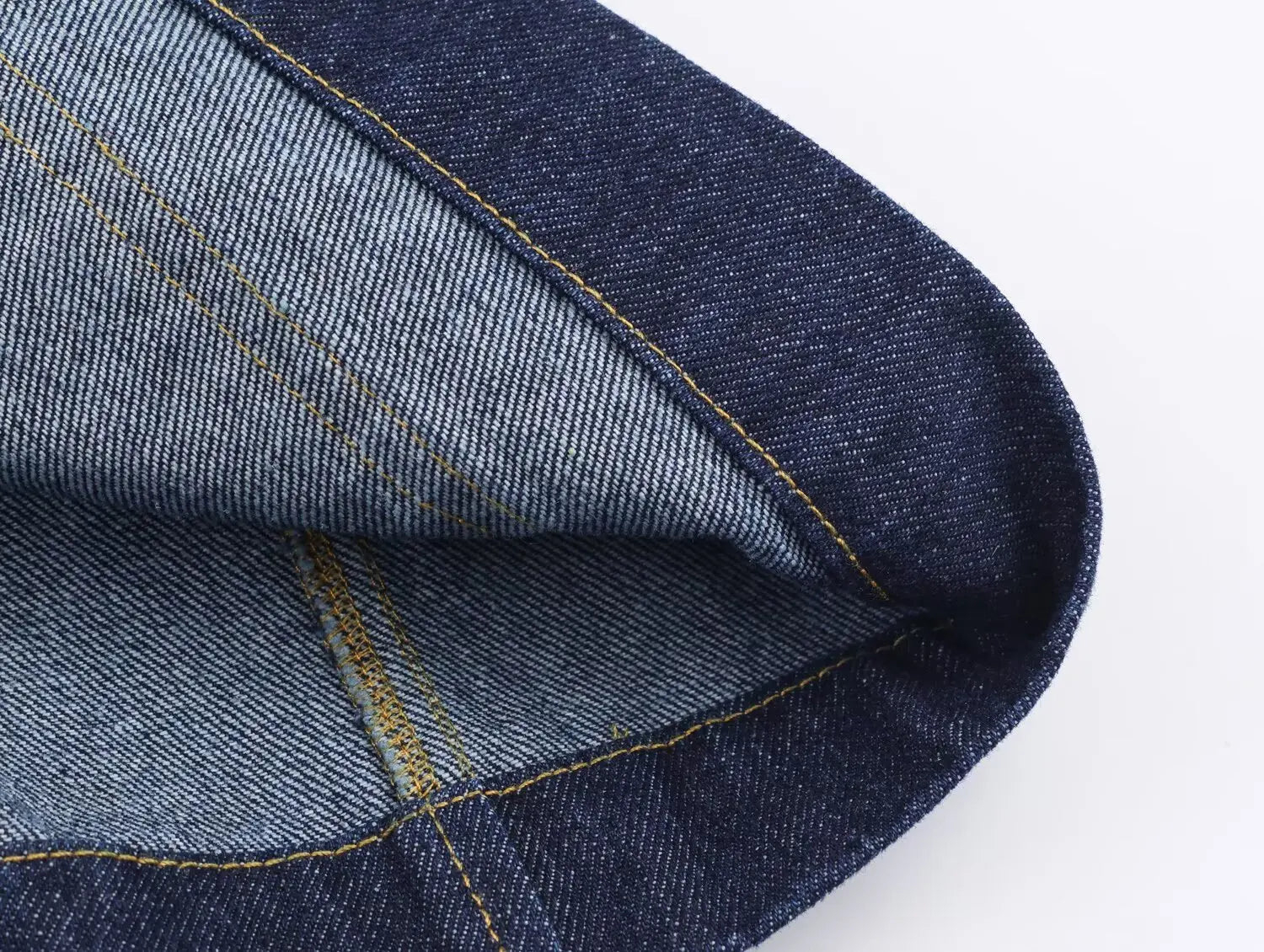 2025 New Women's Fashion Cinched Waist Denim Short Trench Coat Navy Blue Stand Collar Long Sleeve Elegant Ladies' Fashion Appare