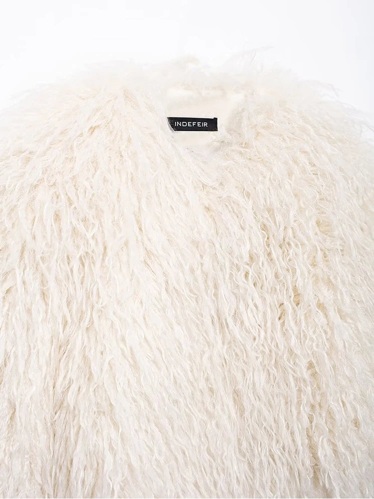 2024 New Autumn And Winter Women Warm Short Cotton Clothing Ladies Casual Faux Fur Coat Female Solid Color Fashionable Coat