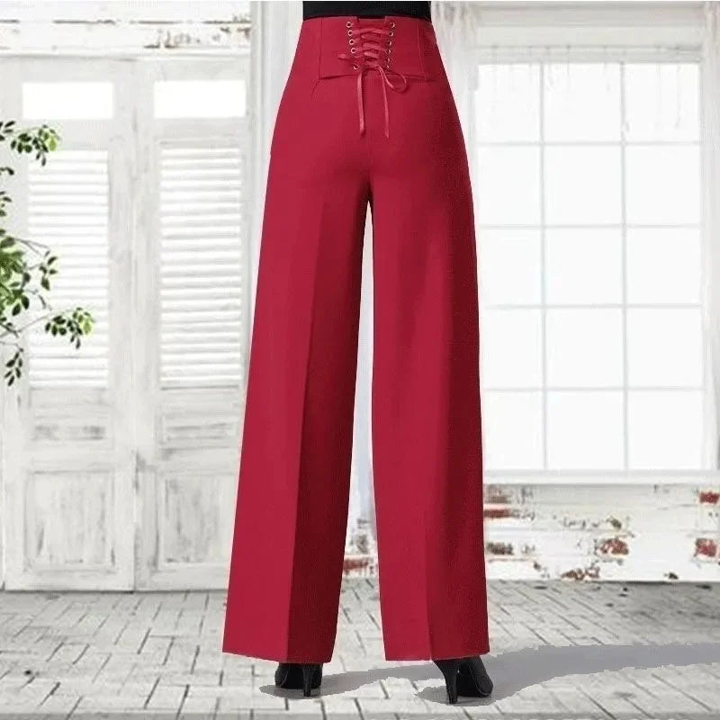 Women Trousers Latin Dance Pants Modern Dance Ballroom Dancing Wide-Leg Pants Ladies High Waist Casual Loose Chiffon Trousers