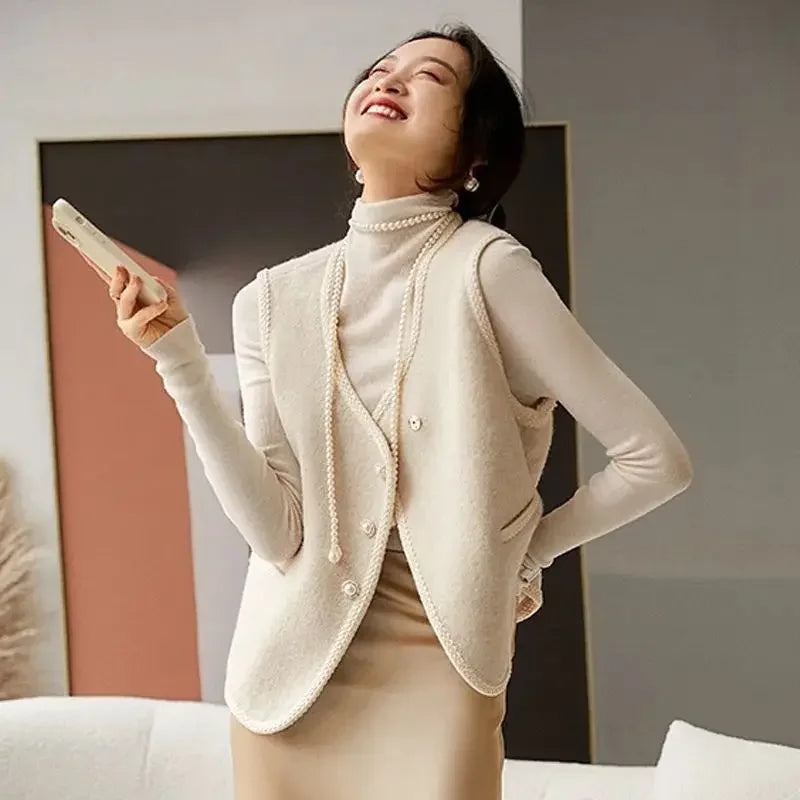 Vest for Women Clothes Fashion 2025 Black Insulated Sleeveless Wool Waistcoat Woman Cold Cheap Lightweight Padded Casual Elegant