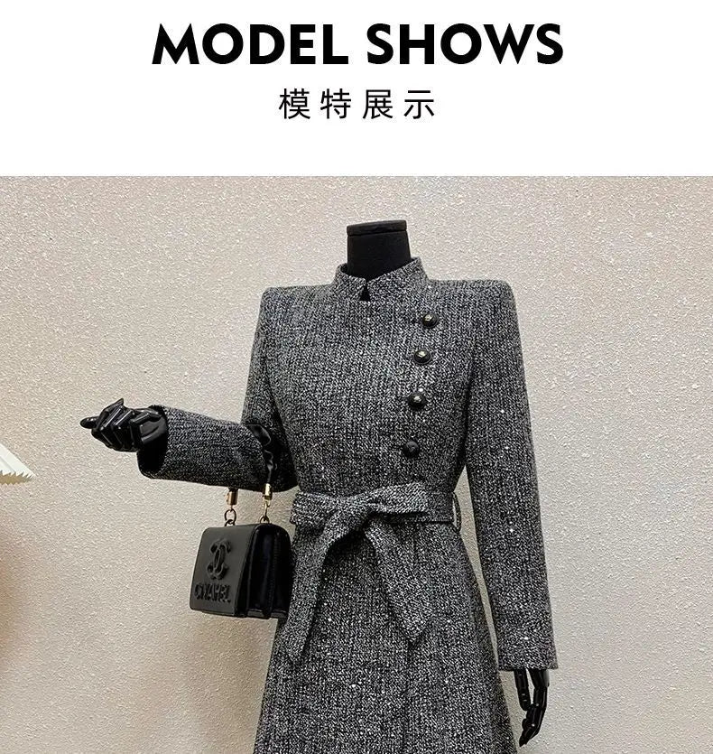 Female Overcoat 2025 New Fashion Gray Women Woolen Coat Autumn Winter Temperament High Quality Casual Women's Woolen Coat H249
