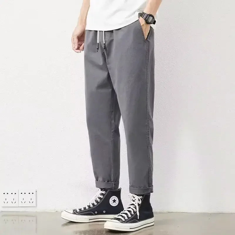 2025 New Spring and Autumn Work Clothes Straight Loose Hammer-shaped Pure Cotton Casual Pants for Men