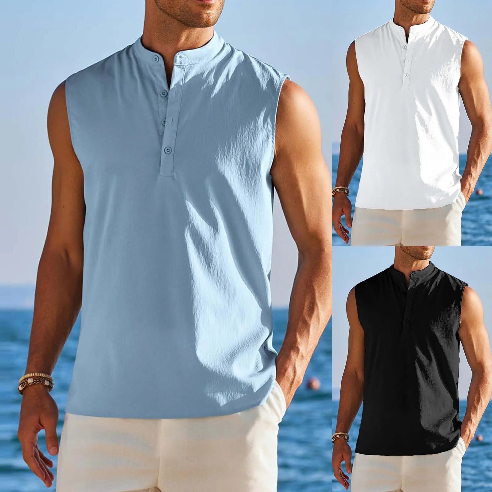 Shirts Men for Male Summer Sleeveless Beach Shirts For Tank Shirts Casual Tank Top Long Sleeve Bulk Shirts Men