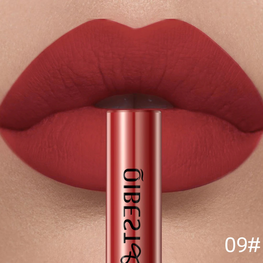 QIBEST Matte Liquid Lipstick Waterproof Long Lasting Velvet Lip Gloss Tint Tube Matte Nude Pigment Red Lipgloss Lips Makeup
