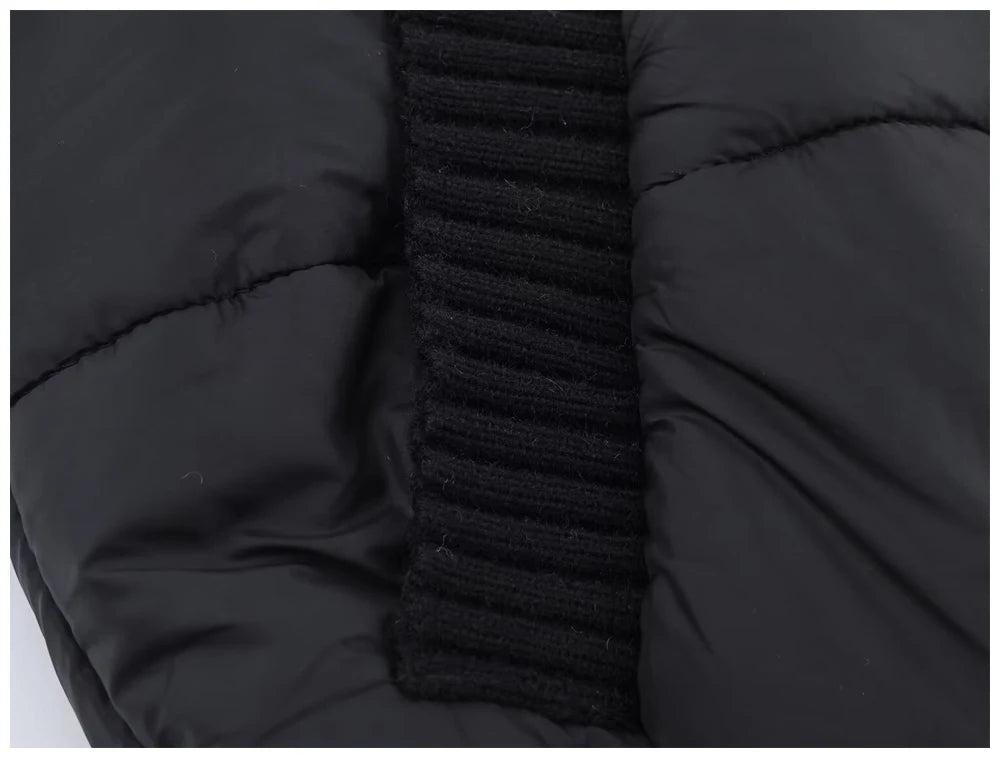 Womens Jacket Stand Collar Quilted Patchwork Knit Sleeves Casual Versatile Jacket Essential Autumn And Winter Item Trafizaran