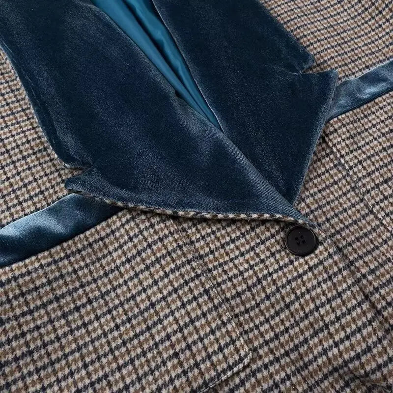 Autumn new women's clothing fashionable temperament versatile casual long plaid woolen coat