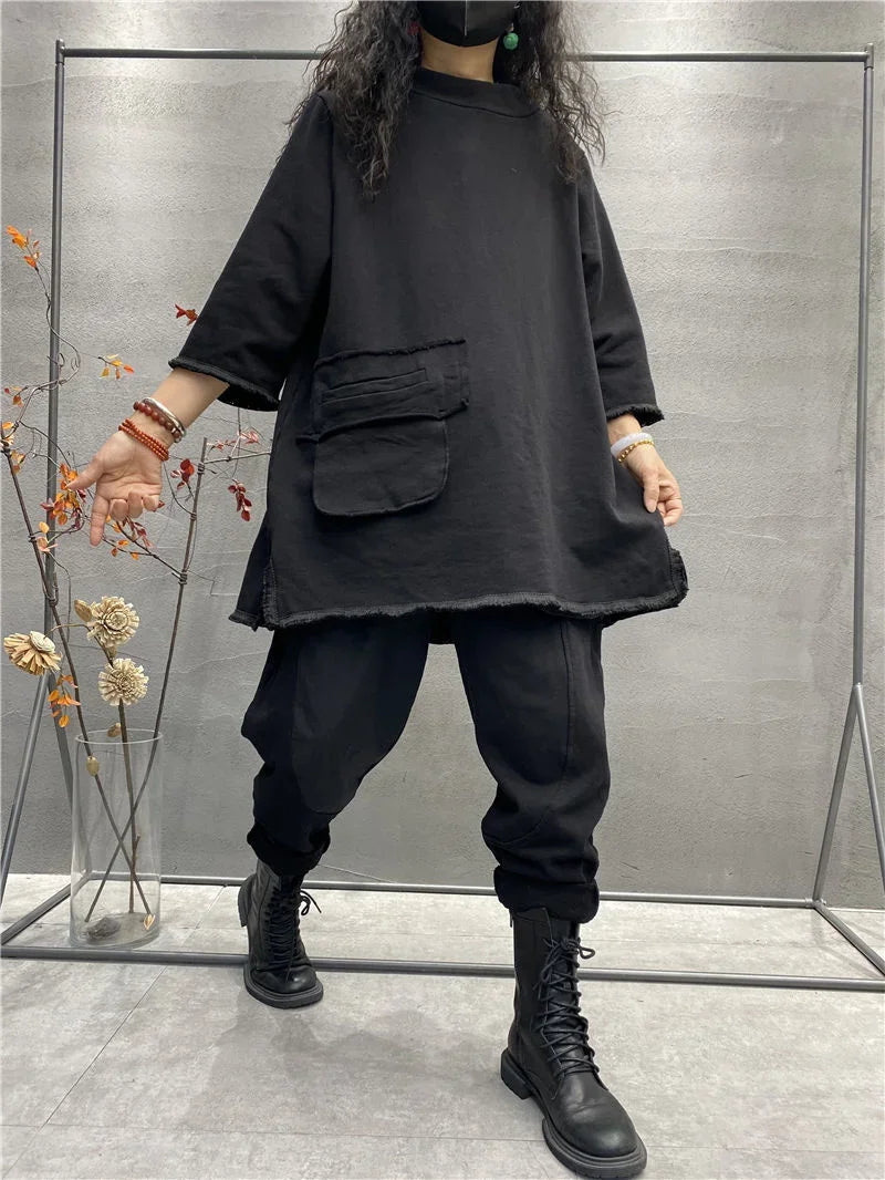 Women Clothing Women's Clothing Sales Plus size Women's Autumn Fashion Temperament Joker Long-sleeved Retro old  Tops