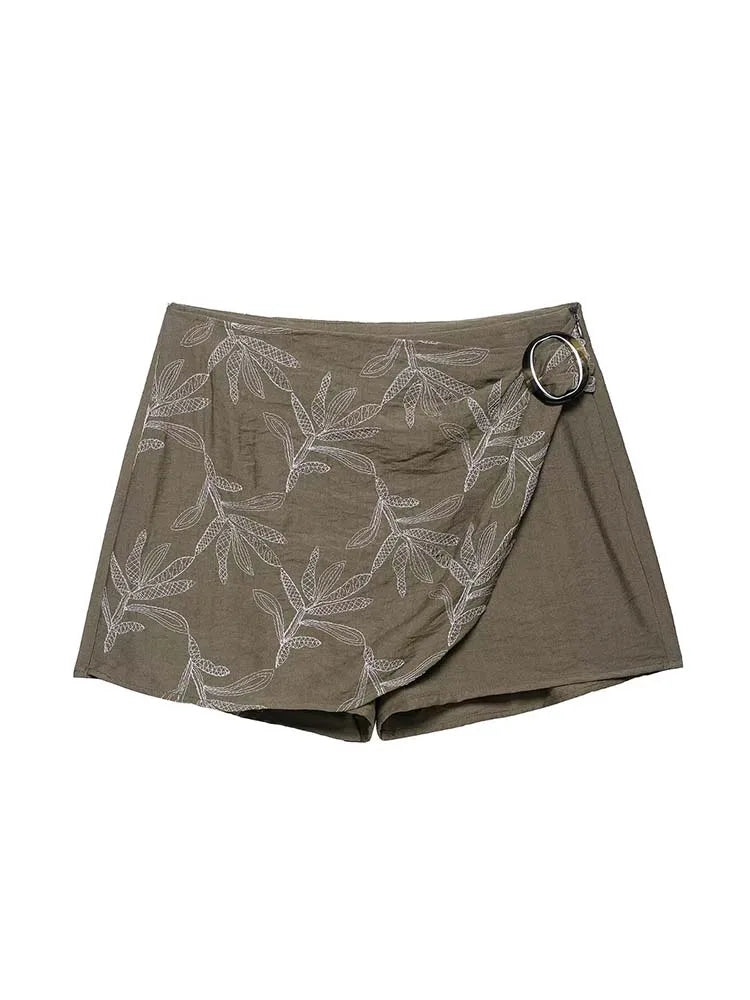 2025 Fashion Elegant Woman Embroidery Short Skirts Sets Women Leisure 2 Piece New Summer Lapel Short Tops +Skirts Two Piece