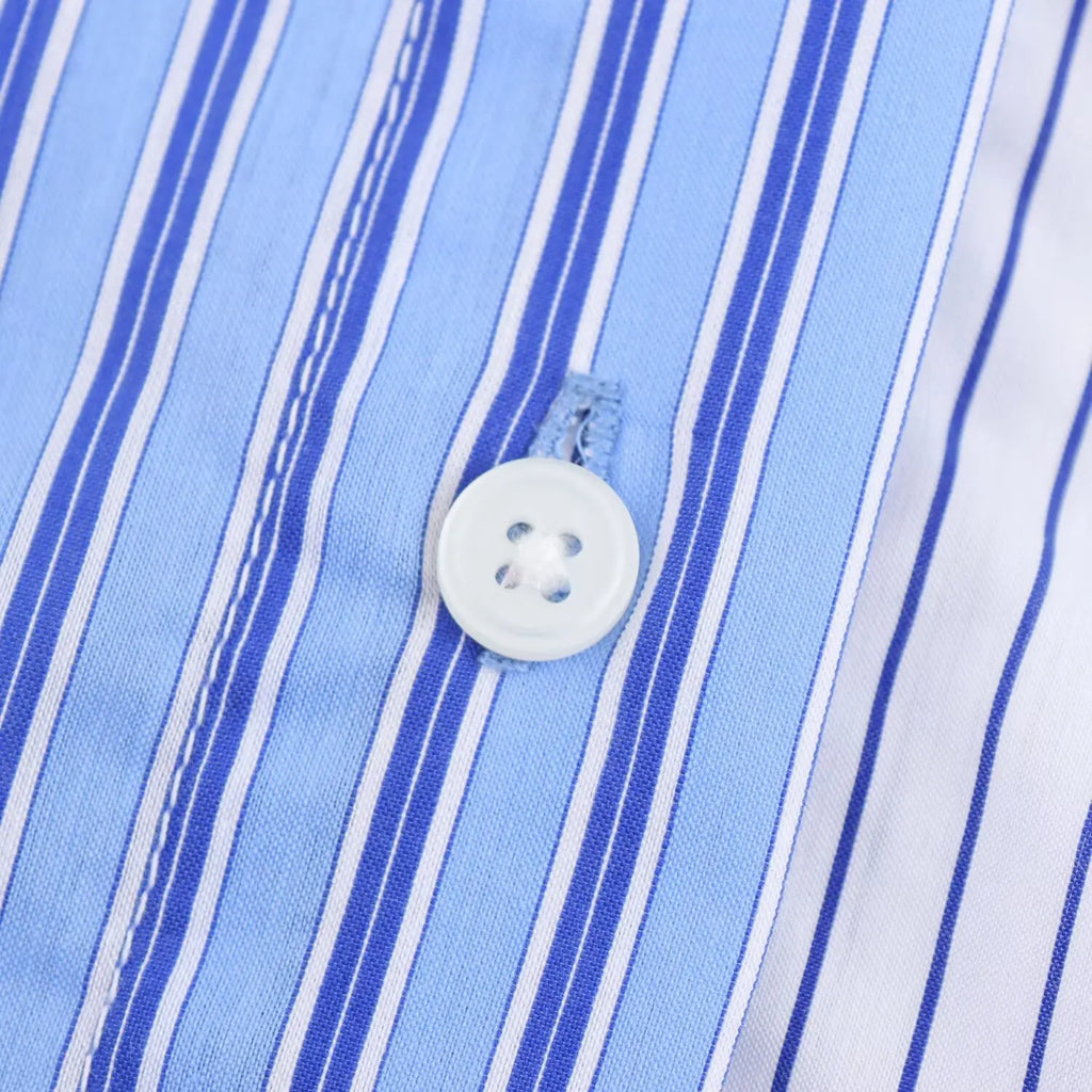 HH Women Elegant Commuter Shirt Splicing Loose Striped Single-breasted Lapel Blouse Female Spring Casual Long-sleeved Top