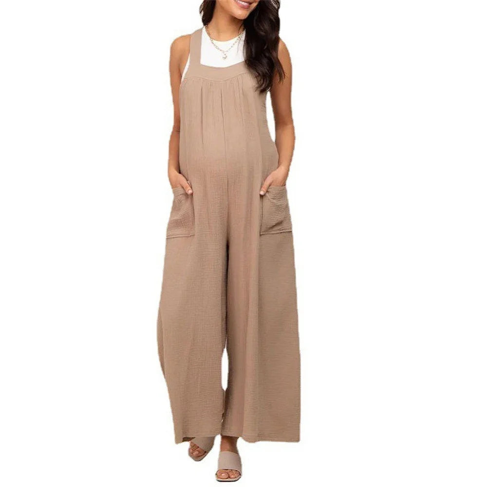 Maternity Clothes Cargo Pants Pregnant Women Clothing Wide-leg Overall Lace-up Mother Trousers Casual Maternity Workwear Pants