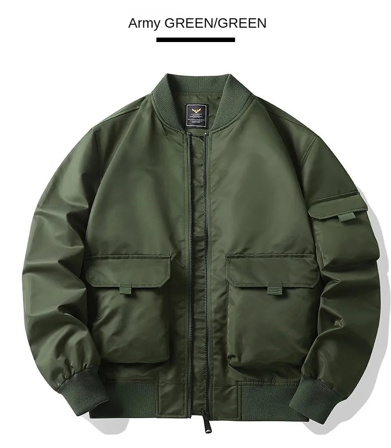 Cargo Jacket Man Autumn Winter Warm Fashion Vintage Male Coat High Street Trend All Match Streetwear Locomotive Cotton Clothing