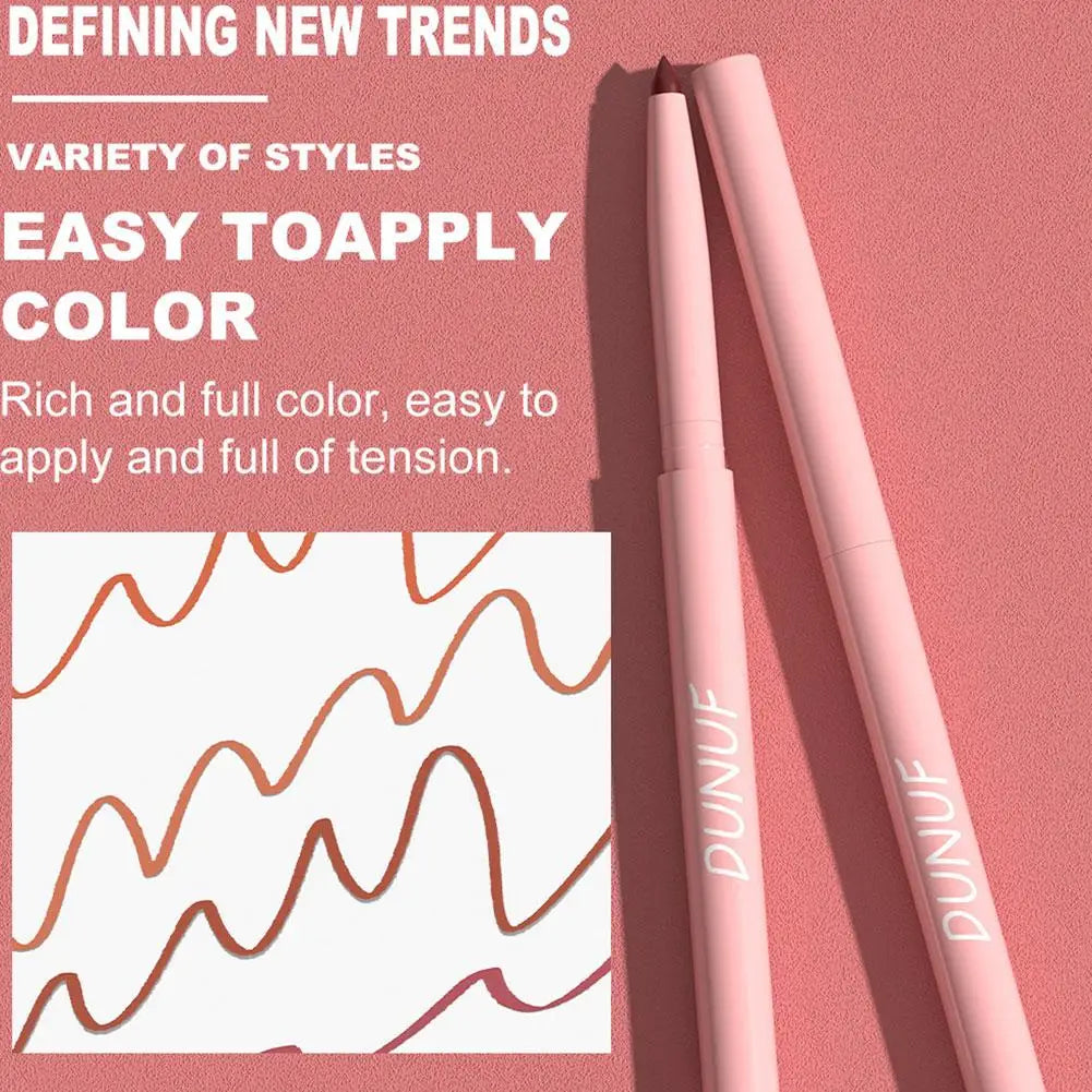 6 Matte Lip Liner, Red Pigment, Nude Brown Smooth Rose, Long-Lasting Rotating Lipstick Pencil Set, Women's Facial Cosmetics