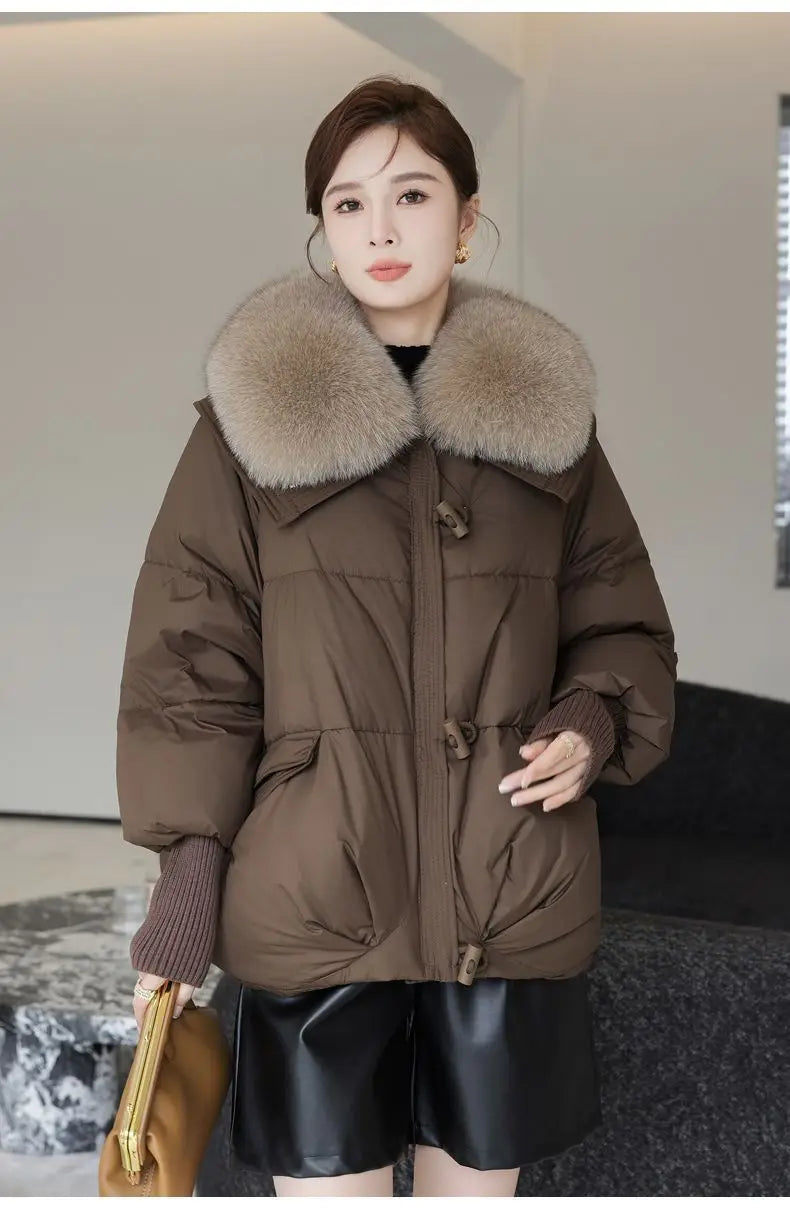 Women Winter Down Cotton Jacket 2025 New Women Warm Thick Cotton Coat Larger Fur Collar Cotton Padded Jacket Women Parka Coat