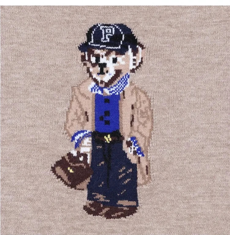 New 2024 Autumn Winter Pullover Sweater Women Cashmere Knitwear Tops Bear Print Warm Pullovers Korean Fashion Chic Woman Clothes