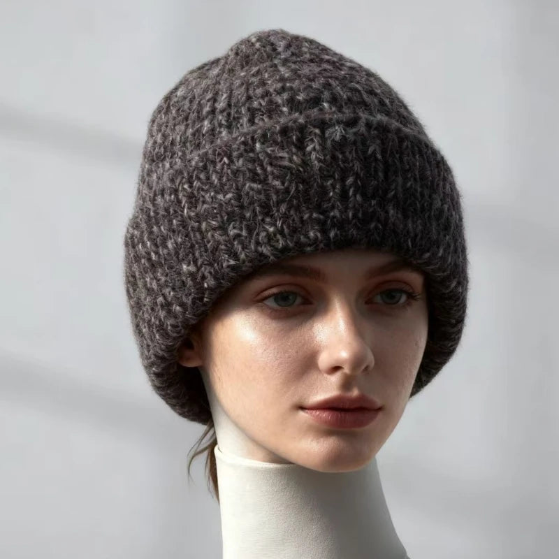 2025 Wool Warm Winter Hat for Woman Big Head Soft Beanies Female Thick Knitted Cashmere Hat Unisex Skiing Ski Outdoor Cap