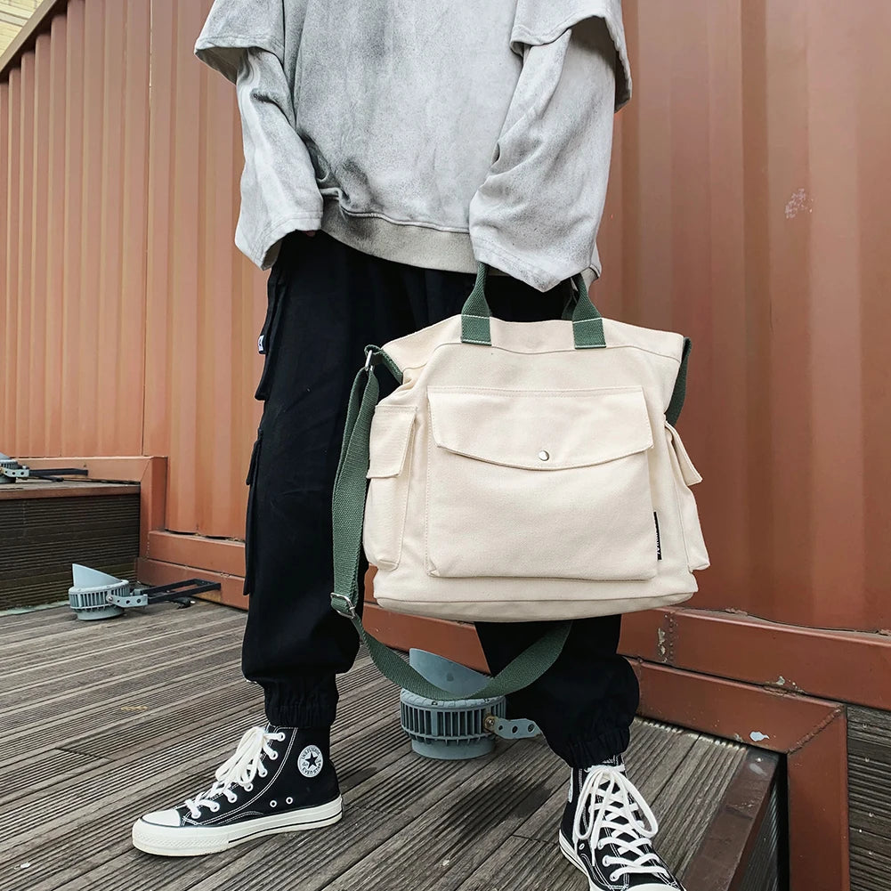 Women's School Messenger Bags For Women Shoulder Ladies Designer Handbag Solid Large Capacity Casual Canvas Shoulder Female Bags