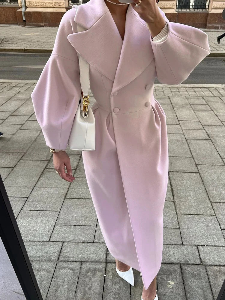 Winter Coat For Women Fashion Solid Loose Lapel Double Breasted Trench Vintage Long Sleeve Jackets Warm Thick Woman New In Coats