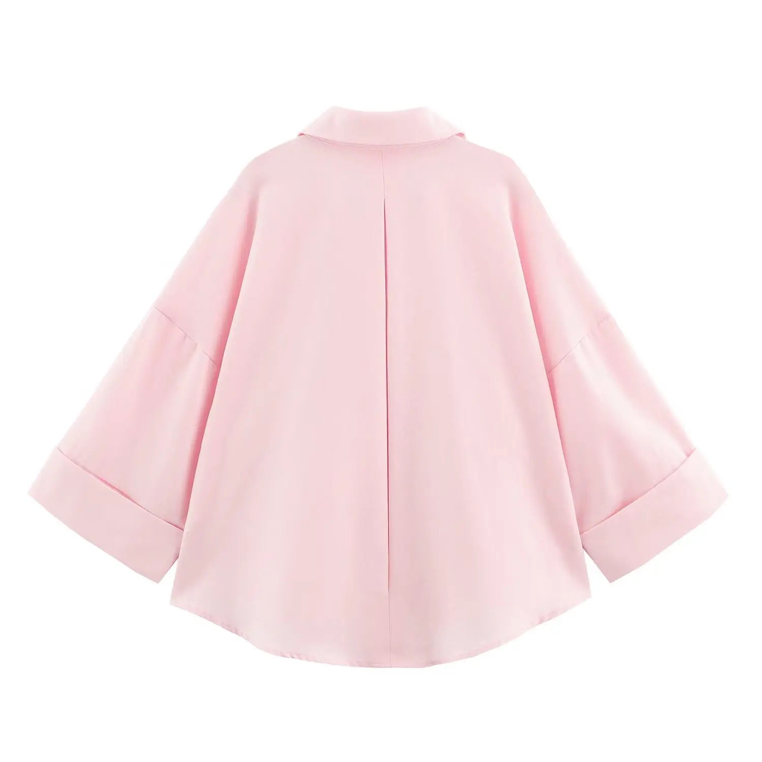 Women Fall Casual Loose Shirt Lapel Buttons Wide Sleeve Shirt 2025 New Spring Autumn Minimalist Holiday Versatile Shirt