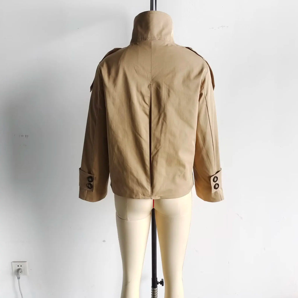 Trench Lady Coat Long Sleeve Coats Woman Jackets Casual Black Urban Classic Elegant New Denim Solid Cropped Outerwears