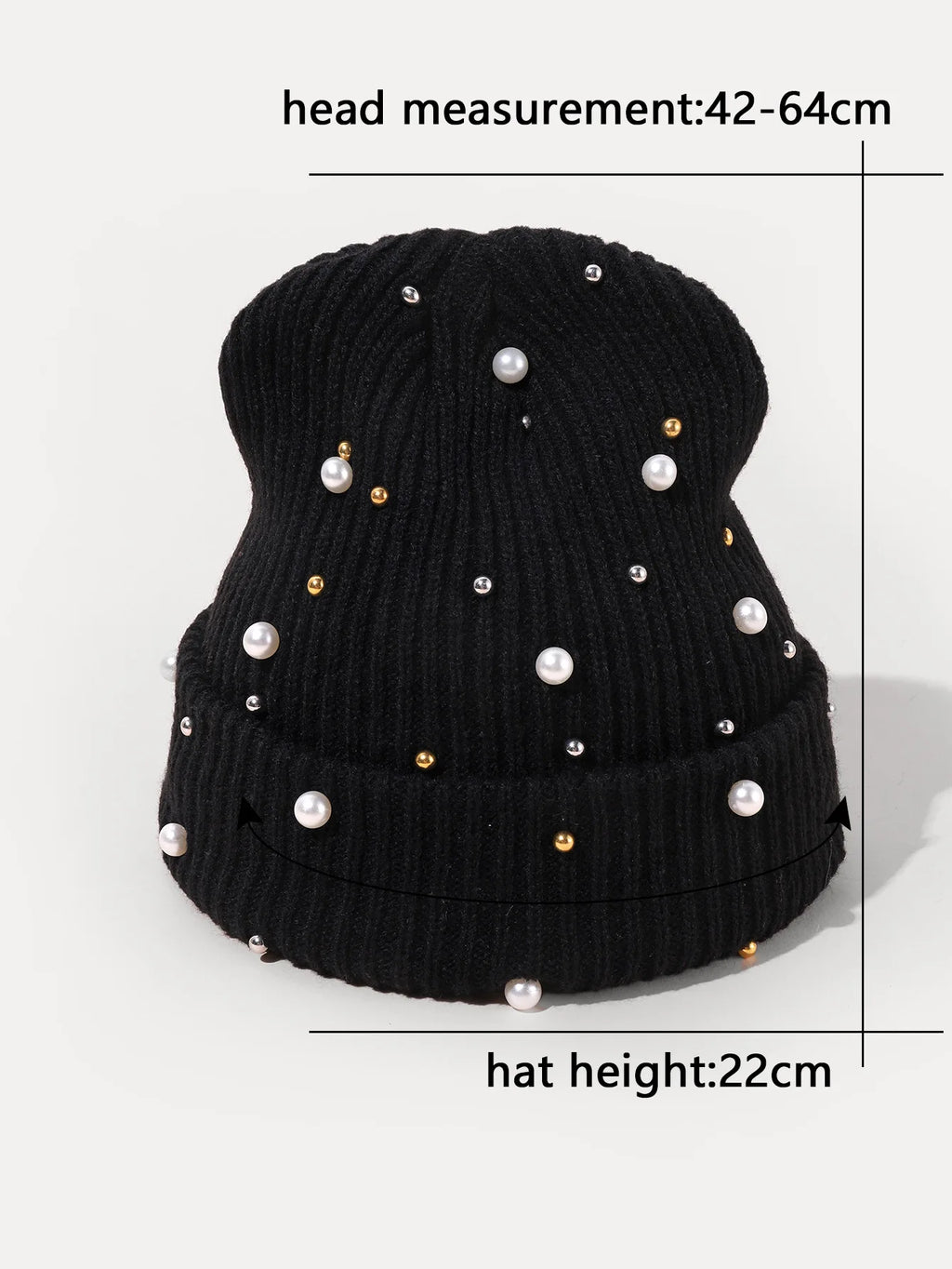 New Autumn And Winter Woolen Hat For Women, Fashionable Pearl Embellishment, Winter Warm Knitted Hat