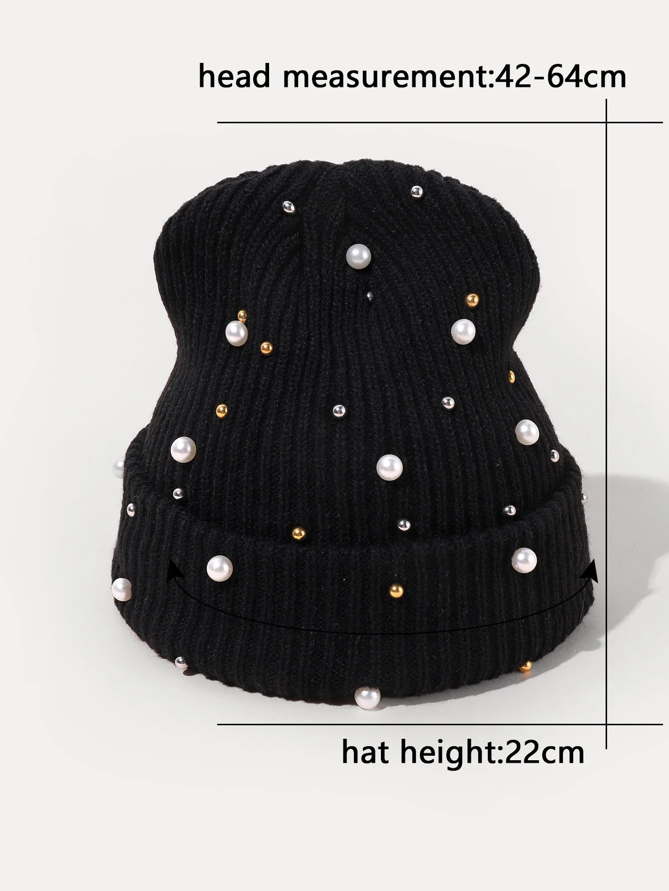 New Autumn And Winter Woolen Hat For Women, Fashionable Pearl Embellishment, Winter Warm Knitted Hat
