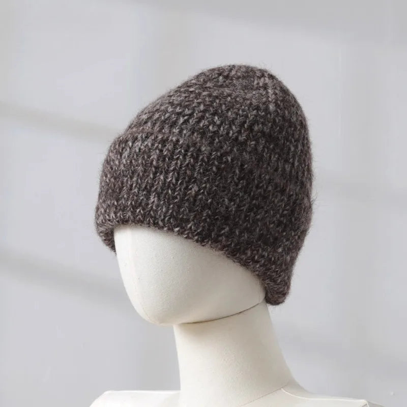 2025 Wool Warm Winter Hat for Woman Big Head Soft Beanies Female Thick Knitted Cashmere Hat Unisex Skiing Ski Outdoor Cap