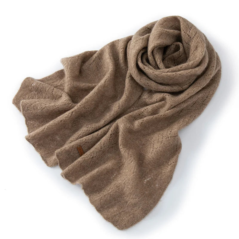 Women 100% Pure Cashmere Knit Scarf Patterned Winter Warm Soft Cozy Fashion Casual Neck Warmer Cold Weather Accessory