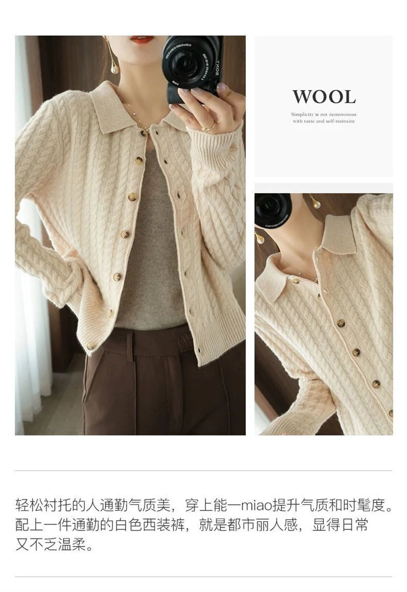 Cashmere Sweater For Women Autumn And Winter New Knitted Cardigan For Women Loose Fitting Woolen Sweater Lapel Jacket Camel XXXL