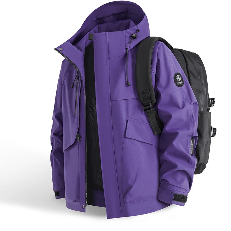 2025 Man Mountaineering Jacket Windproof Waterproof Hiking Jackets for Men Fashion Hip Hop Design Casual Oversize Outdoors Coat