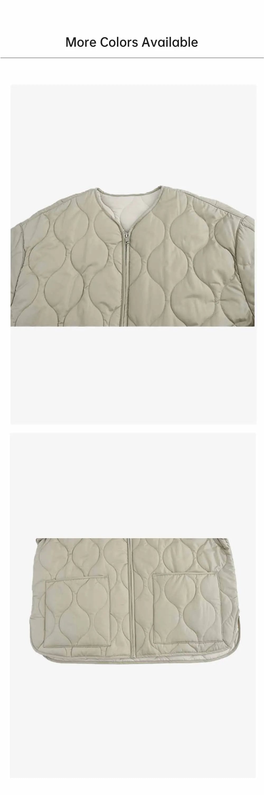 Autumn/Winter New Product Fashion Casual Women's Round Neck Curled Edge Long Sleeve Zipper Cotton Jacket Coat